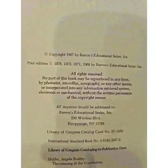 Meaning of the Constitution by Angela R. Holder (1987, Trade Paperback) - Picture 3 of 3